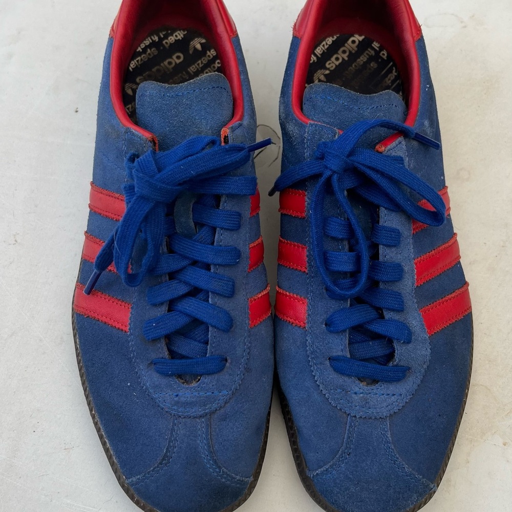 Adidas Blue and Red Sneakers with Suede Finish